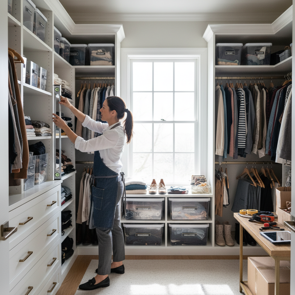 Professional coat check counter with organized storage system
